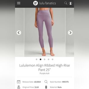 Lululemon Align Ribbed High-Rise Pants 25"